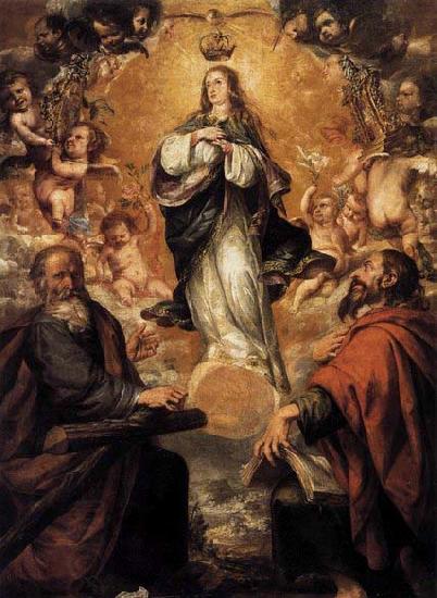 unknow artist Virgin of the Immaculate Conception with Sts Andrew and John the Baptist China oil painting art